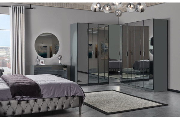 Oslo Antrasit Yatak Odası Takımı 5 Kapaklı