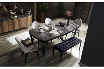 Tesla Ceviz Gümüş Yemek Odası