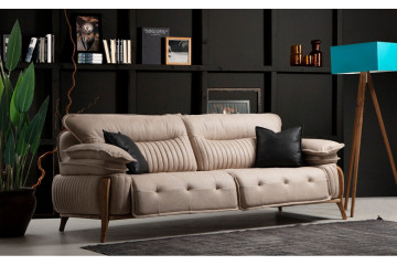 Salda Üçlü Koltuk Krem Mekanizmalı